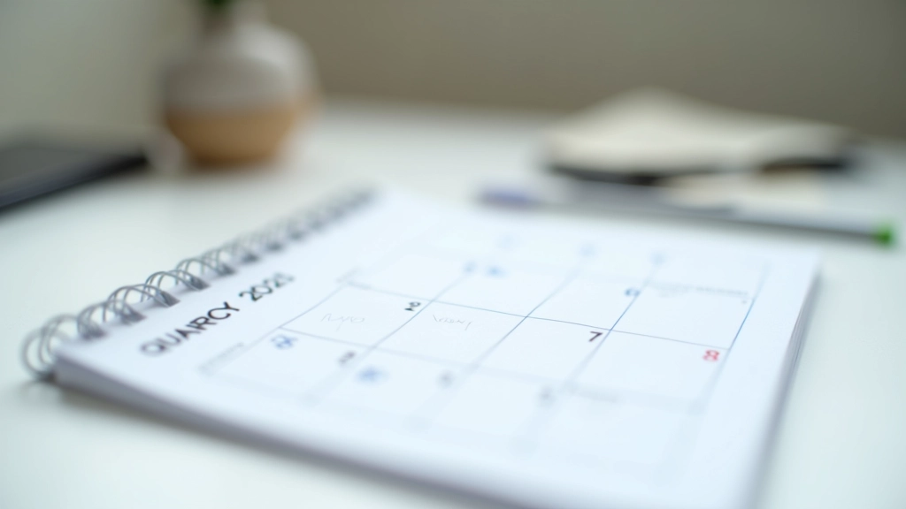 Calendar showing quarterly tax payment deadlines with dates highlighted for each quarter