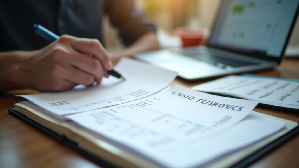 Organized receipts, invoices and filing system for business expenses