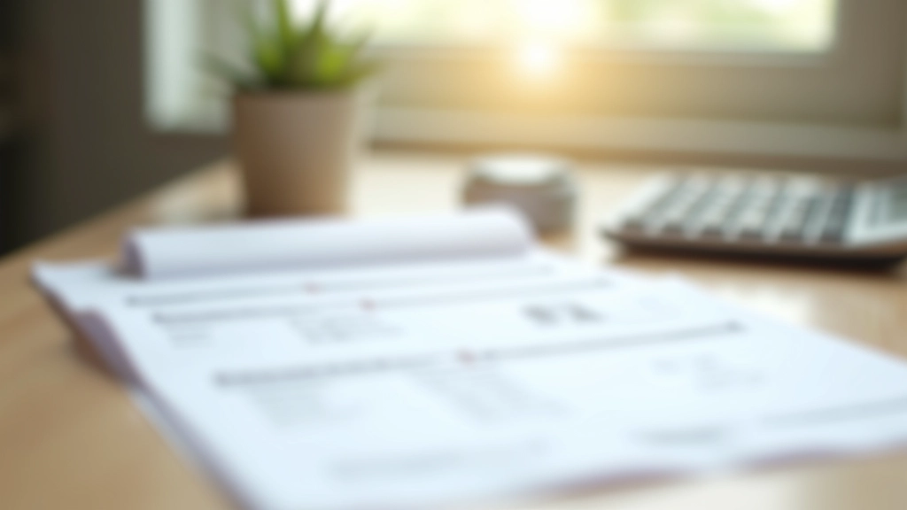 Organized financial documents and calculator arranged on wooden desk showing income tracking